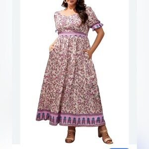 LAPA Floral Pink boho Maxi Dress NWT size 14